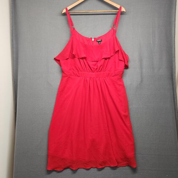 Torrid Dress Womens 18 Red Ruffle Flounce Sleeveless Adjustable Straps Back Zip - Picture 1 of 16